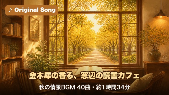 金木犀の香る、窓辺の読書カフェ 秋の情景BGM