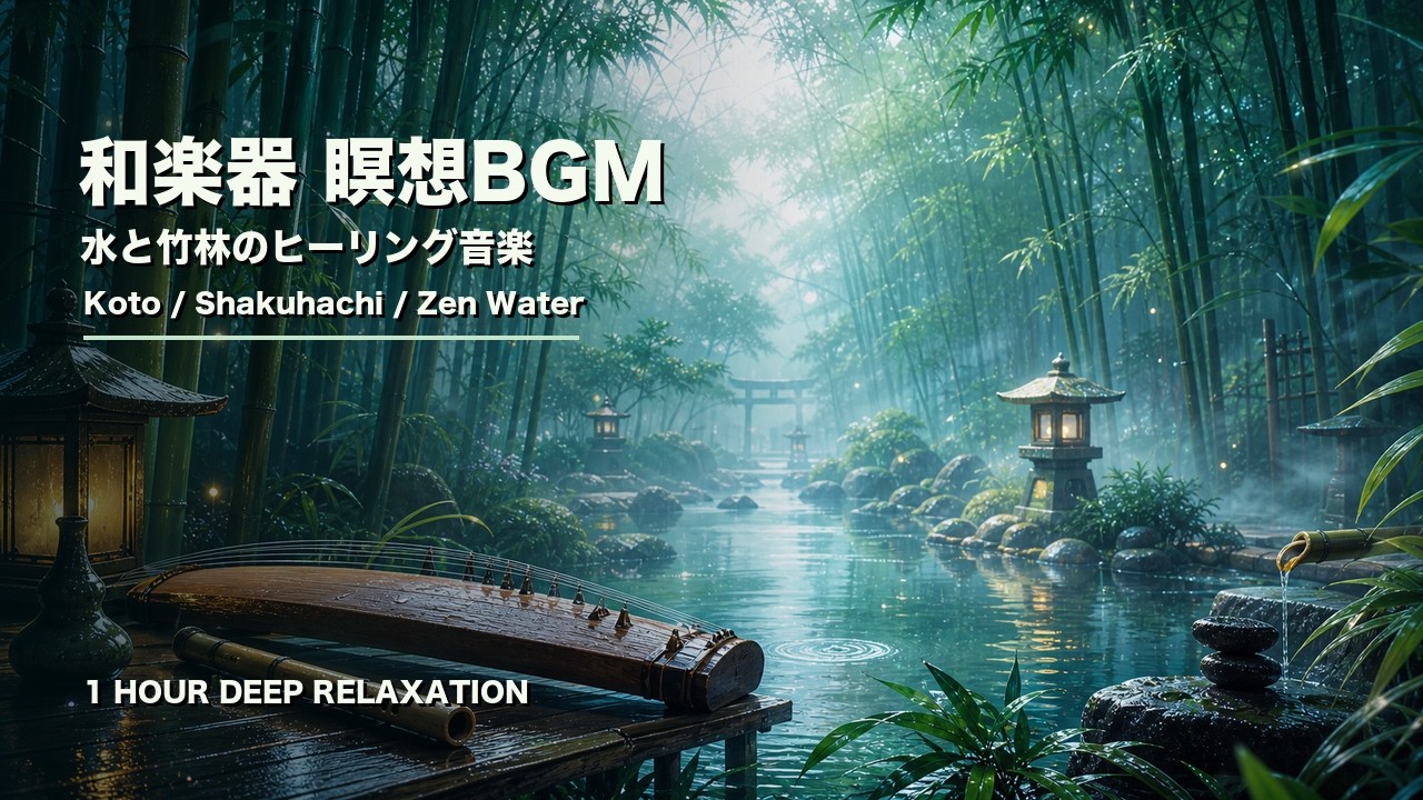 水と竹林のヒーリング音楽 和楽器瞑想BGM
