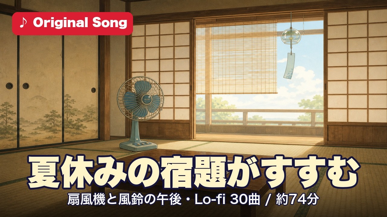 夏休みの宿題がすすむLo-fi 扇風機と風鈴の午後