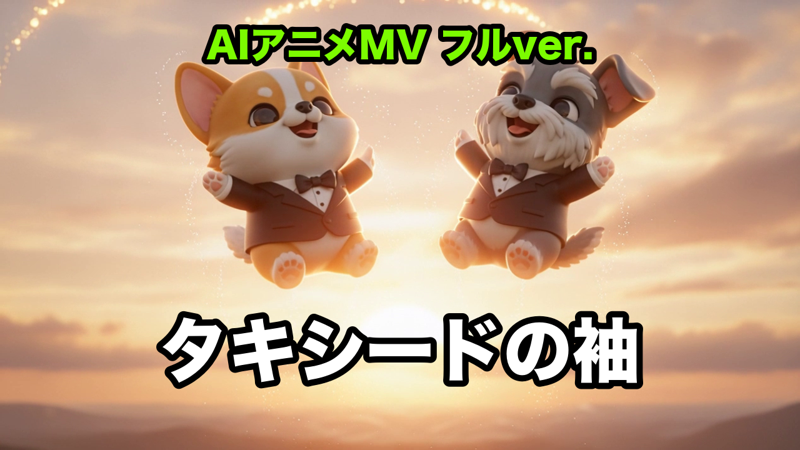 タキシードの袖 Kling 3DアニメMV コーギーとシュナウザー
