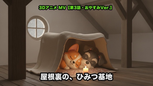 屋根裏の、ひみつ基地 〜おやすみバージョン〜 3DアニメMV【チワコギー第3話】