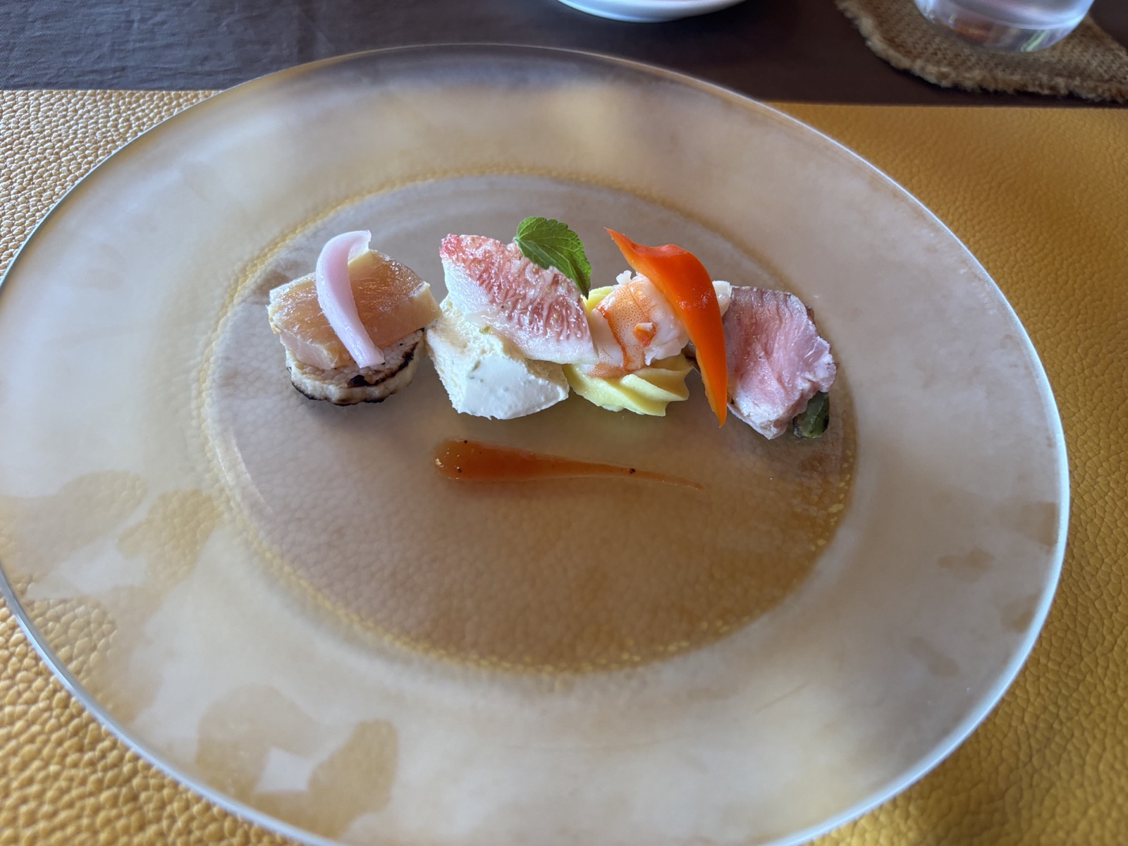 鯛と生ハムのカルパッチョ風前菜